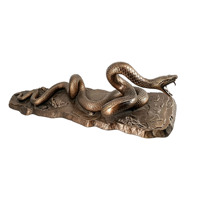 Statue de serpent en aluminium, sculpture animale serpent, motif aura englobant montagnes et rivières, décoration de table, ornement de collection, cadeau