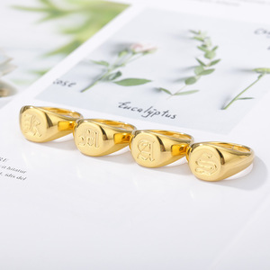 Personalizado de viejo inglés font alfabeto carta láser grabado anillo de sello de oro de diseño anillos inicial - Product Image 5