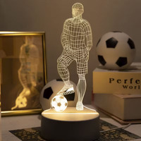 Lampe de table LED personnalisée en forme de joueur de football 3D, alimentée par USB, en acrylique, éclairage sportif pour la chambre à coucher, le salon, la table de chevet, décoration de la maison