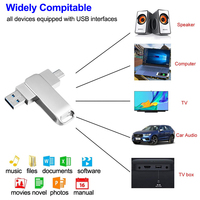 Nouvelle clé USB 3.0 2-en-1 Type-C OTG pivotante en métal 64 Go/128 Go haute vitesse avec logo personnalisé pour ordinateur portable et téléphone