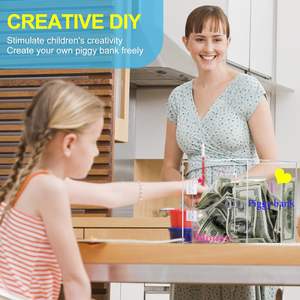 Salvadanaio Grande in Acrilico Trasparente con Chiavi per Aprire, per Risparmiare Monete e Banconote, Riutilizzabile - Product Image 6