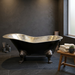 Antique Copper Bath Tub Free-Standing Double Slipper Hot Tub Budget-Friendly Bathroom Accessory - Indian Home Crafts - Product Image 1