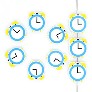 Wholesale Alarm Clock Silicone Focal Beads Jewelry Making Accessories Baby Chew Silicone Loose Beads For Beaded Pen