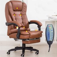 Chaise de bureau exécutive en cuir à dossier haut, grande taille, réglable, ergonomique, avec support lombaire, accoudoirs rembourrés et repose-pieds pour bureau à domicile