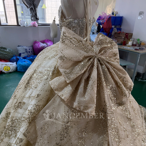 Robe de mariée élégante Mct004, robe de bal champagne, corsage en strass, broderie dorée scintillante, robe de princesse, Jancember - Product Image 6