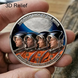 Moneta Commemorativa 3D in Rilievo della Missione Lunare Artemis 2, Moneta Commemorativa 2026 per l'Esplorazione Spaziale, Dettagli Artistici del Motivo - Product Image 2
