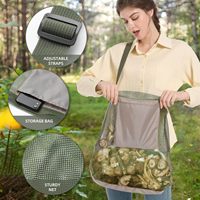 Sac de cueillette de champignons pliable en maille pour l'extérieur, sac de récolte à bandoulière pour la randonnée et le camping