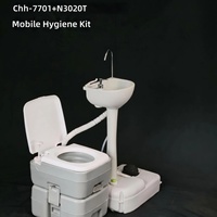 Ensemble WC portable et lavabo mobile pour camping extérieur, camping-car, cabine préfabriquée, kit sanitaire marin