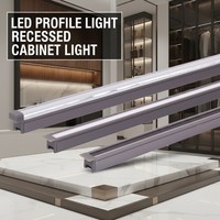 Éclairage LED pour vitrine, DC12V, lumière linéaire en aluminium encastrée pour étagère et armoire YB1019-23-1
