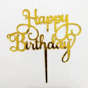Suministros para fiestas Espejo dorado Acrílico Cake Topper Feliz <span class=keywords><strong>cumpleaños</strong></span> Wedding Cake Decorators Herramientas <span class=keywords><strong>de</strong></span> decoración favoritas <span class=keywords><strong>de</strong></span> diferentes edades - Product Image 1