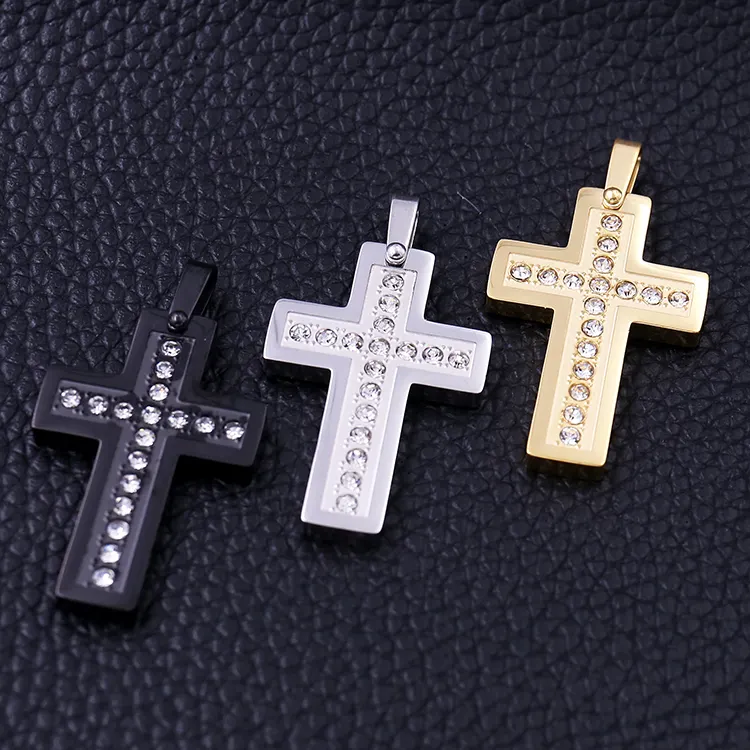 wholesale charms cross custom fashion gold jewelry men pendant plated gold stainless steel women