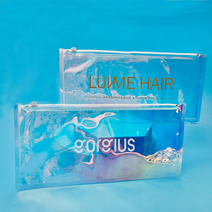 Custom 2023 New Arrivals Holographic Laser Colorful Wig Jewelry Pvc Plastic Packaging Bags With Zipper For Business