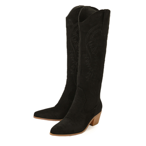 Big Size 2025 Winter Fashion Style Shoes Thick Root Heel Knee High Western Cowboy <b>Boots</b> for Women - Product Image 3