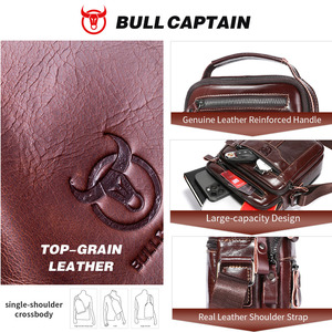กระเป๋าหนังแท้สำหรับผู้ชาย BULLCAPTAIN กระเป๋าสะพายข้างขนาดเล็กสำหรับธุรกิจ กระเป๋าถือแบบสะพายไหล่สำหรับเดินทาง กระเป๋าทำงานสำหรับผู้ชาย - Product Image 3
