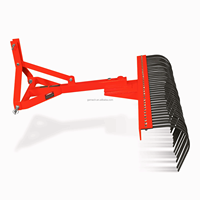 Nouveau GEMACH 1.2m 3 points paysage râteau à roche aménagement paysager extérieur jardinage tracteur attachable équipement de machines agricoles