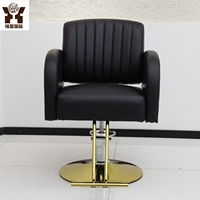 Chaise de salon de beauté de haute qualité en cuir PU avec garniture décorative dorée, pivotante hydraulique, pour coiffure, vente en gros de mobilier de salon
