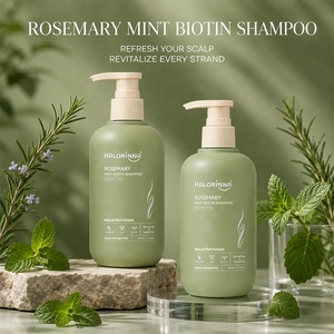 HALORINNA <span class=keywords><strong>Shampoo</strong></span> al Rosmarino e Menta 300ml con Biotina per Aumentare Volume ed Elasticità, Lenisce i Capelli Danneggiati per la Cura Quotidiana OEM - Product Image 1