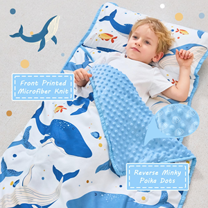 Sac de couchage pour enfants enroulable avec oreiller amovible et couverture en minky, tapis de sieste pour tout-petits - Product Image 5