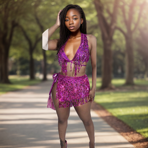 Conjunto de Falda Mini con Lentejuelas y Borlas, Sexy, para Fiesta, Club, para Mujer, a la Moda - Product Image 4