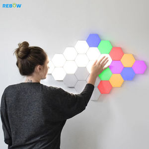 Rebow drop shipping RGB nid d'abeille tactile télécommande lampe quantique led hexagone applique murale pour la décoration de la maison - Product Image 5