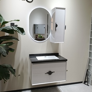 Sleek Bathroom Vanity <b>White</b> Bathroom Cabinet MDF Bathroom <b>Mirror</b> Cabinet Wall Hung Bathroom Vanity - Product Image 3