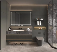 Meuble-lavabo mural cannelé résistant à l'eau et écologique, idéal pour villas et hôtels modernes – Vente Flash
