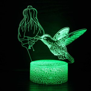 Búhos de luz nocturna 3D, águilas y pájaros cantores LED de 7 colores con control táctil Base de grietas Acrílico Festival creativo Regalo - Product Image 2