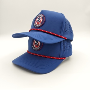 Casquette de golf sportive en polyester 5 panneaux de haute qualité, motif léopard, avec patch en caoutchouc personnalisé, trous découpés au laser, imperméable, à fermeture snapback - Product Image 4