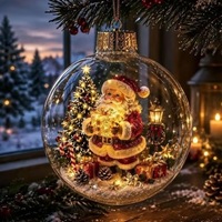 Boule de Noël lumineuse transparente à LED, ornement de Noël, boule suspendue pour décorer le sapin de Noël