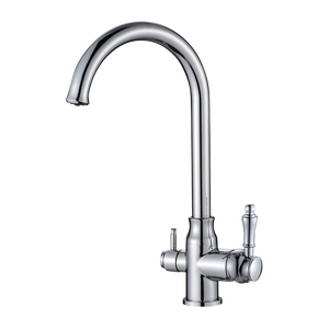 Grifo de Cocina de Lujo en Latón Dorado con Purificador de Agua, Doble Manija, Núcleo Cerámico, Acabado Pulido, Montaje en Encimera, Un Solo Orificio 1753, Agua Potable Limpia - Product Image 6