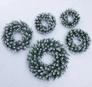 Роскошный высококачественный 40 см/принимаем пользовательские украшения снег спрей белый 80 наконечников Рождественский венок