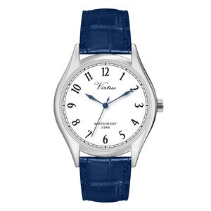 Montre à <span class=keywords><strong>quartz</strong></span> 2026 Virtue avec boîtier argenté poli, cadran <span class=keywords><strong>blanc</strong></span>, chiffres arabes, style minimaliste, pour le quotidien, les affaires et les loisirs, bracelet en cuir - Product Image 1