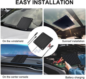 Chargeur solaire semi-flexible ETFE 10W 12V avec support adhésif <span class=keywords><strong>3M</strong></span> pour montage sur toit de voiture, camping-car, bateau - Product Image 2