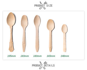 Eco-friendly 110mm Natural Disposable <strong>Wooden</strong> <strong>Spoons</strong> &amp; Teaspoons Biodegradable for Camping - Product Image 3