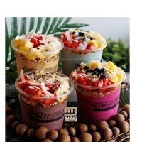Logo personnalisé Bol Acai rond en plastique Contenants à emporter pour fruits et légumes de charcuterie Tasses à salade pour animaux de compagnie