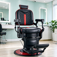 Fauteuil de Barbier Hydraulique Professionnel en Cuir PU avec Base Métallique et Repose-Pieds Unique, Conception Portable pour Hôtels et Salons Commerciaux