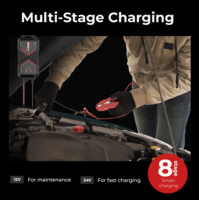 Chargeur de batterie de voiture intelligent 12V 24V 16A 8 étapes avec gestion Bluetooth et application