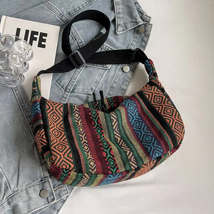 <span class=keywords><strong>Sac</strong></span> à bandoulière vintage pour femme, style <span class=keywords><strong>bohème</strong></span> <span class=keywords><strong>ethnique</strong></span>, en toile, avec fermeture éclair simple, pour usage extérieur - Product Image 2