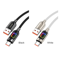 Câble de charge rapide JOKADE 5A Type-C avec lumière LED colorée, connecteur en alliage de zinc, câble USB tressé de 1 m, câble de synchronisation de données noir et blanc