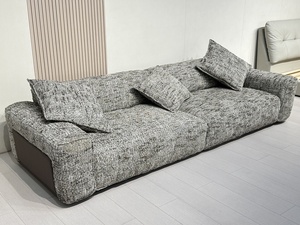 Venta caliente moderno italiano de lujo de lino Villa sofá cómodo reclinable en forma de L seccional sala de estar Venta caliente sofás de terciopelo - Product Image 2