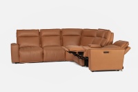 Canapé d'angle électrique en cuir inclinable, structure ergonomique moderne adaptée à la courbe du corps humain, télécommande, imperméable, réduit la pression sur le corps