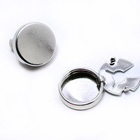 Alas Kancing Manset Bulat 17mm, Bahan Kuningan Poles Lapis Emas/Perak, Aksesoris Kemeja DIY, Grosir