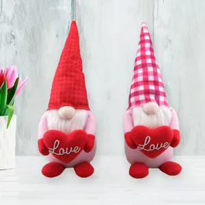 Romantic Gnomes with Hearts & Checks - Adorable 'Love' Inscribed Home Accents