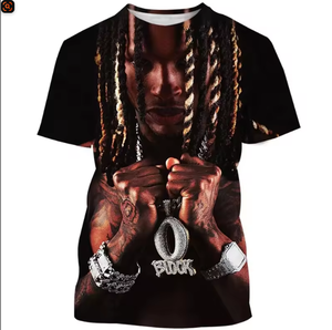 T-shirt tissé imprimé en 3D Rapper <span class=keywords><strong>King</strong></span> <span class=keywords><strong>Von</strong></span> 2025 pour homme, style Hip Hop R.I.P., manches courtes, imprimé numérique, coupe régulière, respirant - Product Image 1
