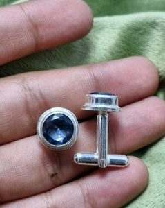 Boutons de manchette en saphir faits à la main, argent sterling 925, bijoux de luxe pour hommes, pierre précieuse de guérison, fabrication de bijoux de luxe - Product Image 6