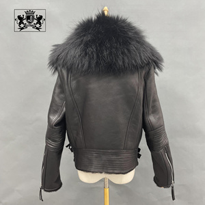 Janefur הסיטונאי חורף גדול דביבון פרווה צווארון מעיל עור מחיר המפעל עבה כפול פנים - Product Image 4