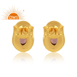 Boucles d'oreilles à la Tourmaline rose, nouveauté, belles bijoux indiens, en argent et or, 925 - Product Image 2