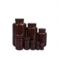 Bouteille ronde en plastique HDPE ambré brun de 500 ml et 1000 ml pour réactifs de laboratoire, liquides et poudres