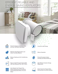 Petite maison salle de fumée unités d'air frais ventilateur épuisant ventilateur d'air frais mini ventilateur de récupération d'énergie mur à travers le type ERVs - Product Image 6