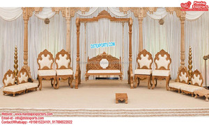 Ensemble de meubles de scène de mariage, 4 pièces, mobilier chic et élégant, canapé et chaises de luxe pour mariage asiatique, en or blanc - Product Image 3